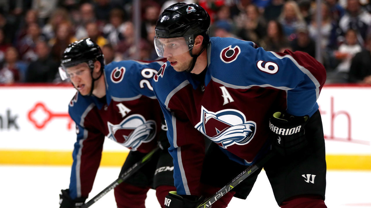 DENVER, CO - OCTOBER 11: Erik Johnson #6 of the Colorado Avalanche plays the Boston Bruins at the Pepsi Center on October 11, 2017 in Denver, Colorado.
