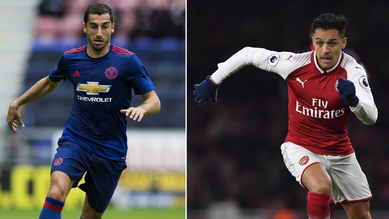 A combination image shows Manchester United's Armenian midfielder Henrikh Mkhitaryan (L) and Arsenal's Chilean striker Alexis Sanchez. Arsenal forward Alexis Sanchez and Manchester United midfielder Henrikh Mkhitaryan were set to undergo medicals as their swap deal nears completion, reports said January 21, 2018. / AFP PHOTO / JON SUPER