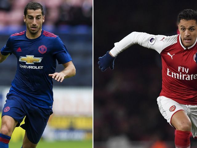 A combination image shows Manchester United's Armenian midfielder Henrikh Mkhitaryan (L) and Arsenal's Chilean striker Alexis Sanchez. Arsenal forward Alexis Sanchez and Manchester United midfielder Henrikh Mkhitaryan were set to undergo medicals as their swap deal nears completion, reports said January 21, 2018. / AFP PHOTO / JON SUPER