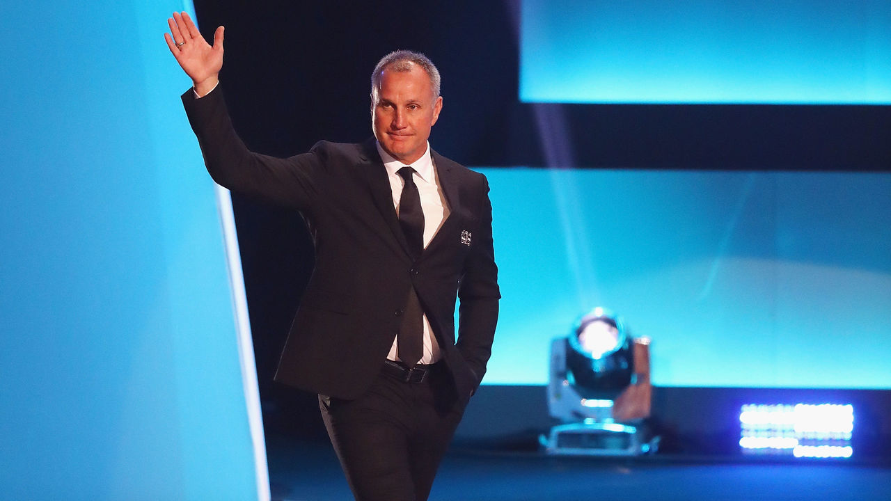 LOS ANGELES, CA - JANUARY 27: Former NHL player Paul Coffey is introduced during the NHL 100 presented by GEICO Show as part of the 2017 NHL All-Star Weekend at the Microsoft Theater on January 27, 2017 in Los Angeles, California.