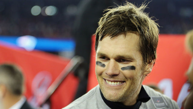 FOXBOROUGH, MA - JANUARY 21: Tom Brady #12 of the New England Patriots reacts after winning the AFC Championship Game against the Jacksonville Jaguars at Gillette Stadium on January 21, 2018 in Foxborough, Massachusetts.