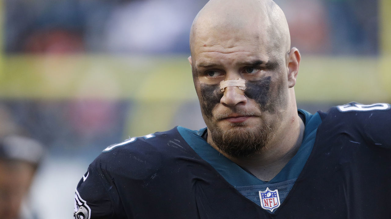 PHILADELPHIA, PA - NOVEMBER 05: Lane Johnson #65 of the Philadelphia Eagles looks on during a game against the Denver Broncos at Lincoln Financial Field on November 5, 2017 in Philadelphia, Pennsylvania. The Eagles defeated the Broncos 51-23.