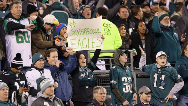 PHILADELPHIA, PA - JANUARY 21: Philadelphia Eagles fans cheer their team in the NFC Championship game against the Minnesota Vikings at Lincoln Financial Field on January 21, 2018 in Philadelphia, Pennsylvania.