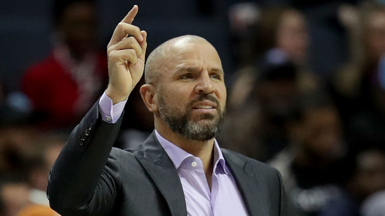 CHARLOTTE, NC - NOVEMBER 01: Head coach Jason Kidd of the Milwaukee Bucks watches on against the Charlotte Hornets during their game at Spectrum Center on November 1, 2017 in Charlotte, North Carolina.