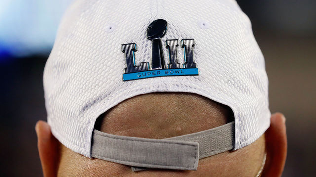 FOXBOROUGH, MA - JANUARY 21: A Super Bowl LII hat is shown during the AFC Championship Game between the New England Patriots and the Jacksonville Jaguars at Gillette Stadium on January 21, 2018 in Foxborough, Massachusetts.