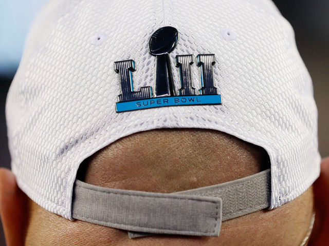 FOXBOROUGH, MA - JANUARY 21: A Super Bowl LII hat is shown during the AFC Championship Game between the New England Patriots and the Jacksonville Jaguars at Gillette Stadium on January 21, 2018 in Foxborough, Massachusetts.