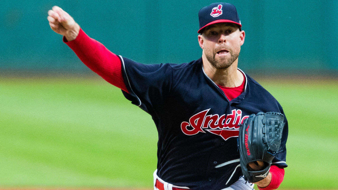CLEVELAND, OH - SEPTEMBER 12: Starting pitcher Corey Kluber #28 of the Cleveland Indians pitches during the first inning against the Detroit Tigers at Progressive Field on September 12, 2017 in Cleveland, Ohio.