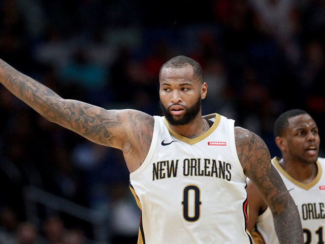 NEW ORLEANS, LA - JANUARY 20: DeMarcus Cousins #0 of the New Orleans Pelicans reacts after assiting a teammate during the second half of a NBA game against the Memphis Grizzlies at the Smoothie King Center on January 20, 2018 in New Orleans, Louisiana.