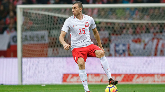 WARSAW, POLAND - NOVEMBER 10: Jaroslaw Jach of Poland during international friendly match between Poland and Uruguay at National Stadium on November 10, 2017 in Warsaw, Poland.
