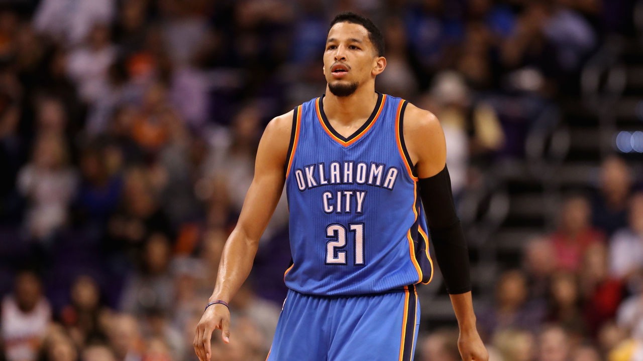 PHOENIX, AZ - MARCH 03: Andre Roberson #21 of the Oklahoma City Thunder during the first half of the NBA game against the Phoenix Suns at Talking Stick Resort Arena on March 3, 2017 in Phoenix, Arizona.