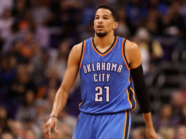 PHOENIX, AZ - MARCH 03: Andre Roberson #21 of the Oklahoma City Thunder during the first half of the NBA game against the Phoenix Suns at Talking Stick Resort Arena on March 3, 2017 in Phoenix, Arizona.