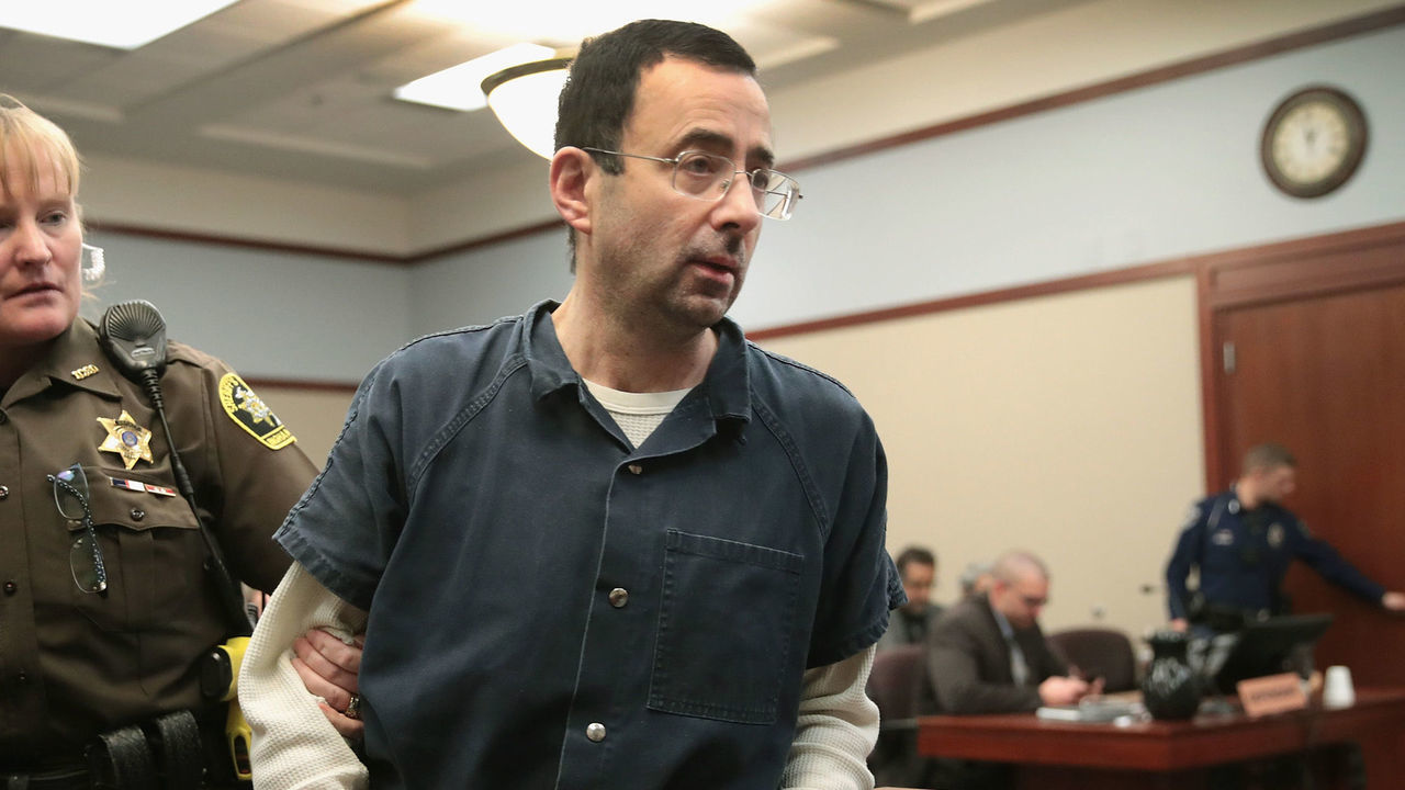 LANSING, MI - JANUARY 17: Larry Nassar appears in court to listen to victim impact statements during his sentencing hearing after being accused of molesting more than 100 girls while he was a physician for USA Gymnastics and Michigan State University where he had his sports-medicine practice on January 17, 2018 in Lansing, Michigan. Nassar has pleaded guilty in Ingham County, Michigan, to sexually assaulting seven girls, but the judge is allowing all his accusers to speak. Nassar is currently serving a 60-year sentence in federal prison for possession of child pornography.