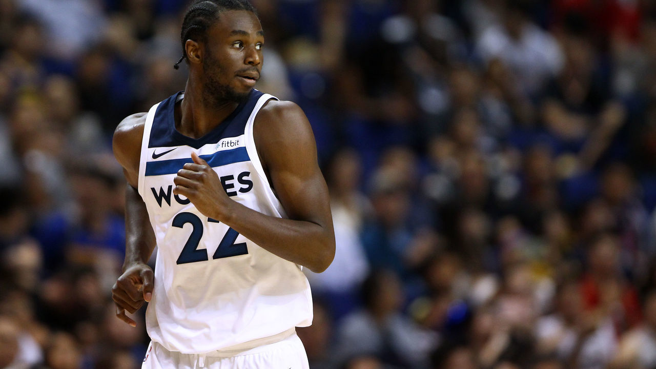 SHANGHAI, CHINA - OCTOBER 08: Andrew Wiggins #22 of the Minnesota Timberwolves in action during the game between the Minnesota Timberwolves and the Golden State Warriors as part of 2017 NBA Global Games China at Mercedes-Benz Arena on October 8, 2017 in Shanghai, China.