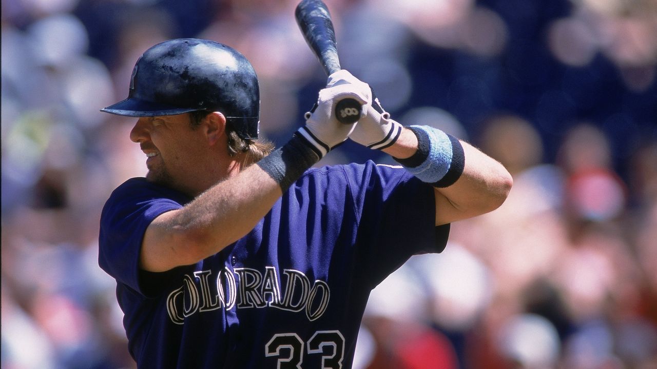17 Jun 2001: Larry Walker #33 of the Colorado Rockies at bat during the game against the Cincinnati Reds at Wrigley Field in Cincinnati, Ohio. The Rockies defeated the Reds 4-2.Mandatory Credit: Mark Lyons /Allsport