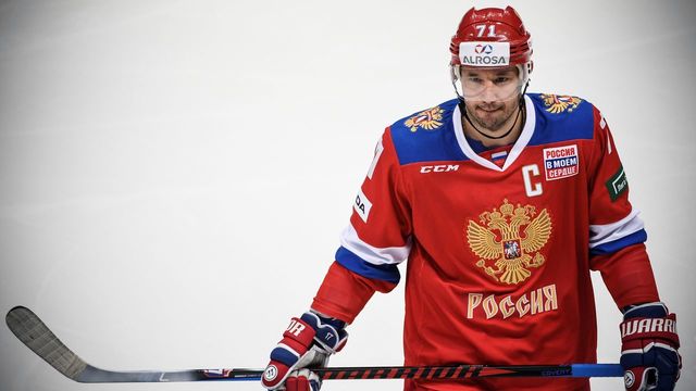 Russia's forward Ilya Kovalchuk is seen during the Channel One Cup of the Euro Hockey Tour ice hockey match between Russia and Sweden in Moscow on December 14, 2017. / AFP PHOTO / Alexander NEMENOV