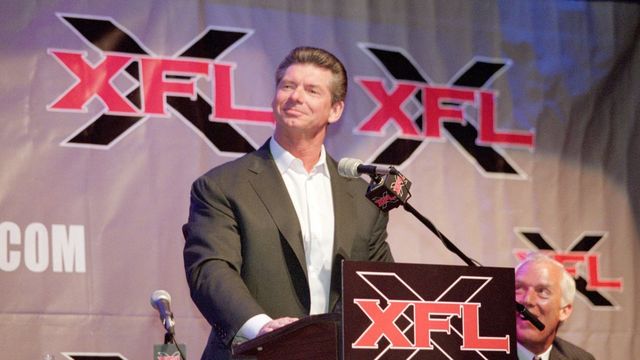 12 Jul 2000: Vince McMahon talks during the XFL Press Conference at the House of Blues in Los Angeles, California.Mandatory Credit: Tom Hauck /Allsport