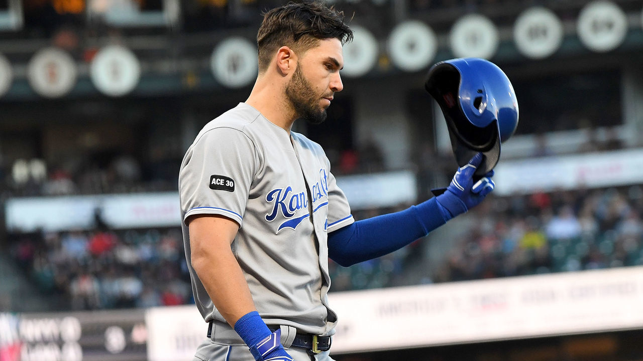 SAN FRANCISCO, CA - JUNE 13: Eric Hosmer #35 of the Kansas City Royals reacts after striking out against the San Francisco Giants in the top of the third inning at AT&T Park on June 13, 2017 in San Francisco, California.