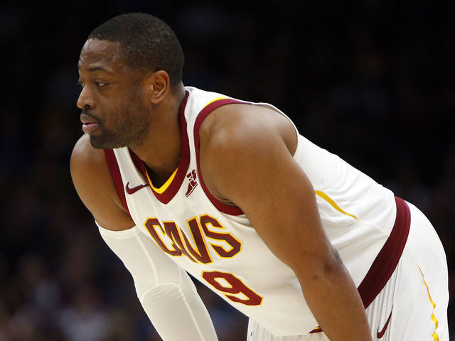 CLEVELAND, OH - JANUARY 18: Dwyane Wade #9 of the Cleveland Cavaliers looks on against the Orlando Magic at Quicken Loans Arena on January 18, 2018 in Cleveland, Ohio.