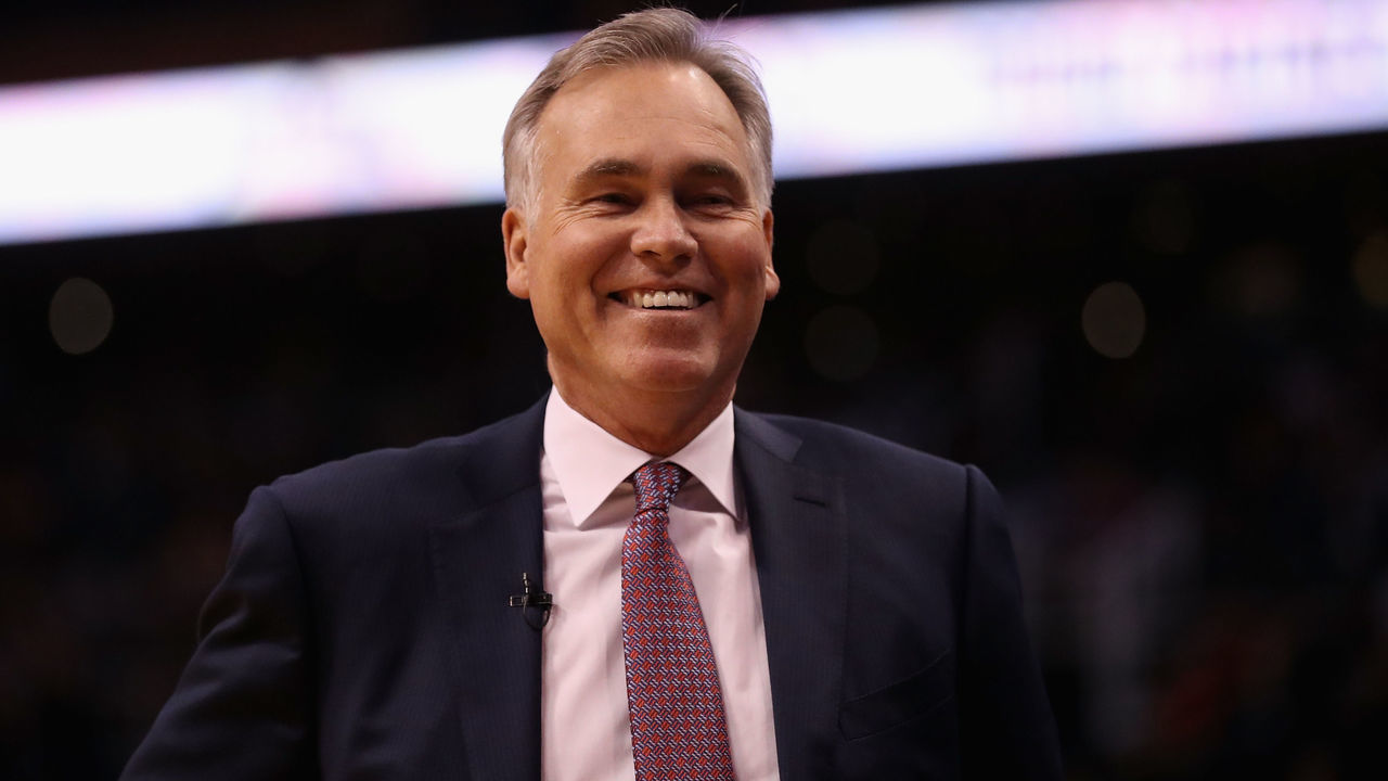 PHOENIX, AZ - NOVEMBER 16: Head coach Mike D'Antoni of the Houston Rockets reacts during the first half of the NBA game against the Phoenix Suns at Talking Stick Resort Arena on November 16, 2017 in Phoenix, Arizona. The Rockets defeated the Suns 142-116.