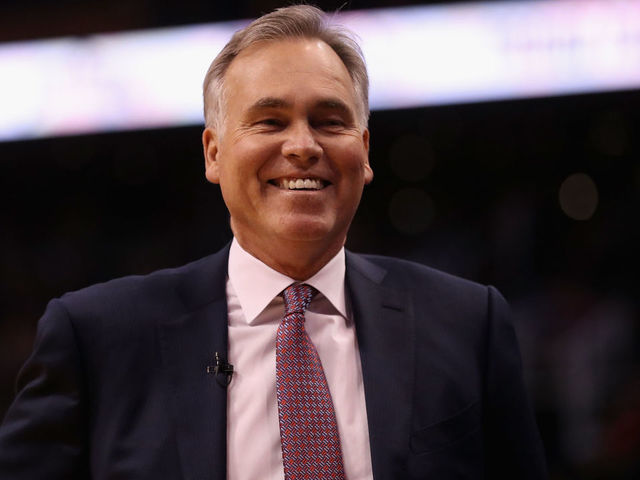 PHOENIX, AZ - NOVEMBER 16: Head coach Mike D'Antoni of the Houston Rockets reacts during the first half of the NBA game against the Phoenix Suns at Talking Stick Resort Arena on November 16, 2017 in Phoenix, Arizona. The Rockets defeated the Suns 142-116.