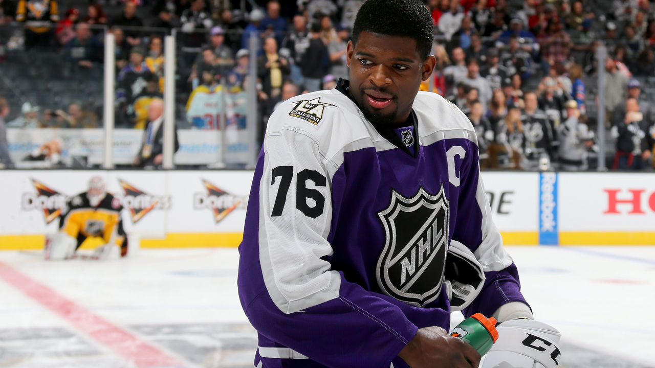 LOS ANGELES, CA - JANUARY 29: P.K. Subban #76 of the Nashville Predators warms up prior to the 2017 Honda NHL All-Star Game at Staples Center on January 29, 2017 in Los Angeles, California.