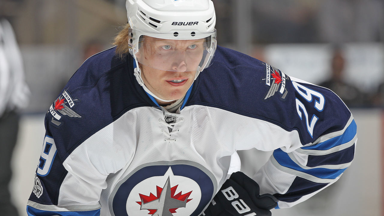 TORONTO,ON - FEBRUARY 21: Patrik Laine #29 of the Winnipeg Jets waits for a faceoff against the Toronto Maple Leafs during an NHL game at Air Canada Centre on February 21, 2017 in London, Ontario, Canada. The Maple Leafs defeated the Jets 5-4 in overtime.