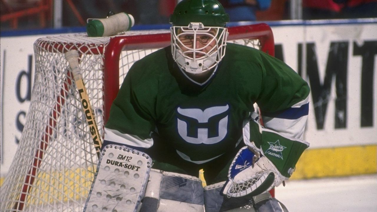 1989-1990: A Hartford Whalers goaltender.