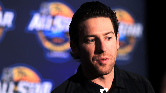 TAMPA, FL - JANUARY 27: James Neal #18 of the Vegas Golden Knights addresses the media during Media Day for the 2018 NHL All-Star at the Grand Hyatt Hotel on January 27, 2018 in Tampa, Florida.