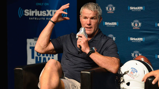 CANTON, OH - AUGUST 05: Brett Farve speaks during the SirusXM's Town Hall at Umstattd Hall at The Zimmerman Symphony Center on August 5, 2016 in Canton, Ohio.