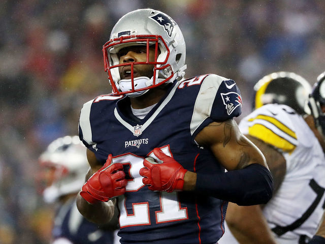 FOXBORO, MA - JANUARY 22: Malcolm Butler #21 of the New England Patriots reacts against the New England Patriots during the first quarter in the AFC Championship Game at Gillette Stadium on January 22, 2017 in Foxboro, Massachusetts.