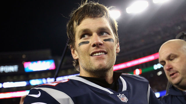 FOXBOROUGH, MA - JANUARY 21: Tom Brady #12 of the New England Patriots reacts after winning the AFC Championship Game against the Jacksonville Jaguars at Gillette Stadium on January 21, 2018 in Foxborough, Massachusetts.