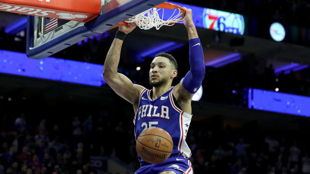 PHILADELPHIA, PA - JANUARY 3: Ben Simmons #25 of the Philadelphia 76ers dunks the ball against the San Antonio Spurs in the second half at Wells Fargo Center on January 3, 2018 in Philadelphia, Pennsylvania.