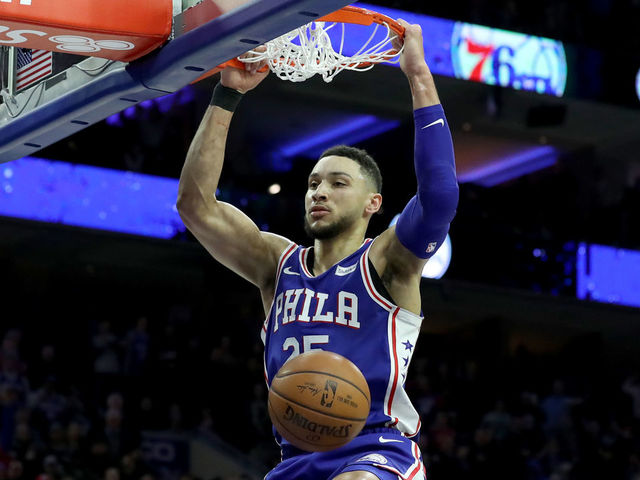 PHILADELPHIA, PA - JANUARY 3: Ben Simmons #25 of the Philadelphia 76ers dunks the ball against the San Antonio Spurs in the second half at Wells Fargo Center on January 3, 2018 in Philadelphia, Pennsylvania.