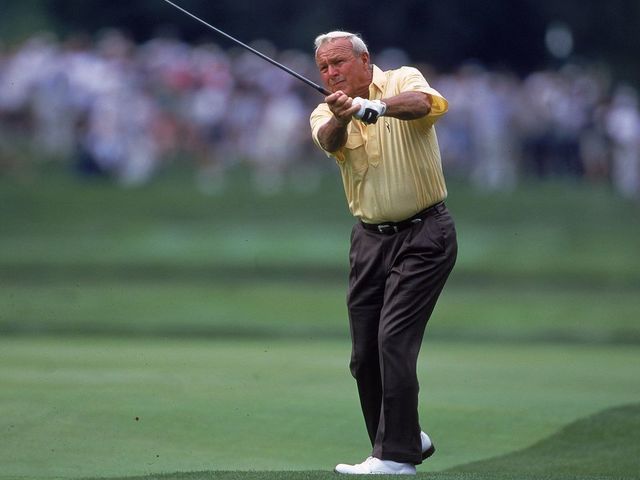 30 Jun 2000: Arnold Palmer swings his club during the U.S. Senior Open at the Saucon Valley Country Club in Bethlehem, Pennsylvania.Mandatory Credit: Matthew Stockman /Allsport