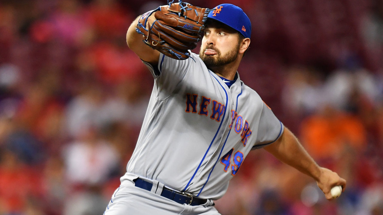 CINCINNATI, OH - AUGUST 29: Josh Smoker #49 of the New York Mets pitches in the fifth inning against the Cincinnati Reds at Great American Ball Park on August 29, 2017 in Cincinnati, Ohio. Cincinnati defeated New York 14-4.