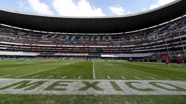 MEXICO CITY, MEXICO - NOVEMBER 19: A general view of Estadio Azteca prior to the game between the New England Patriots and the Oakland Raiders on November 19, 2017 in Mexico City, Mexico.