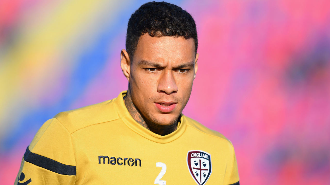 BOLOGNA, ITALY - DECEMBER 03: Gregory Van Der Wiel of Cagliari Calcio looks on during the Serie A match between Bologna FC and Cagliari Calcio at Stadio Renato Dall'Ara on December 3, 2017 in Bologna, Italy.