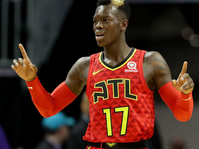CHARLOTTE, NC - JANUARY 26: Dennis Schroder #17 of the Atlanta Hawks reacts against the Charlotte Hornets during their game at Spectrum Center on January 26, 2018 in Charlotte, North Carolina.