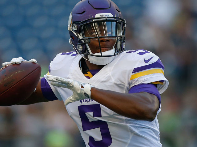 SEATTLE, WA - AUGUST 18: Quarterback Teddy Bridgewater #5 of the Minnesota Vikings warms up prior to the preseason game against the Seattle Seahawks at CenturyLink Field on August 18, 2016 in Seattle, Washington.