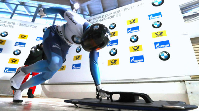 KOENIGSSEE, GERMANY - JANUARY 27: Katie Tannenbaum of British Virgina Island competes during the Women's Skeleton first run of the BMW IBSF World Cup at Deutsche Post Eisarena Koenigssee on January 27, 2017 in Koenigssee, Germany.
