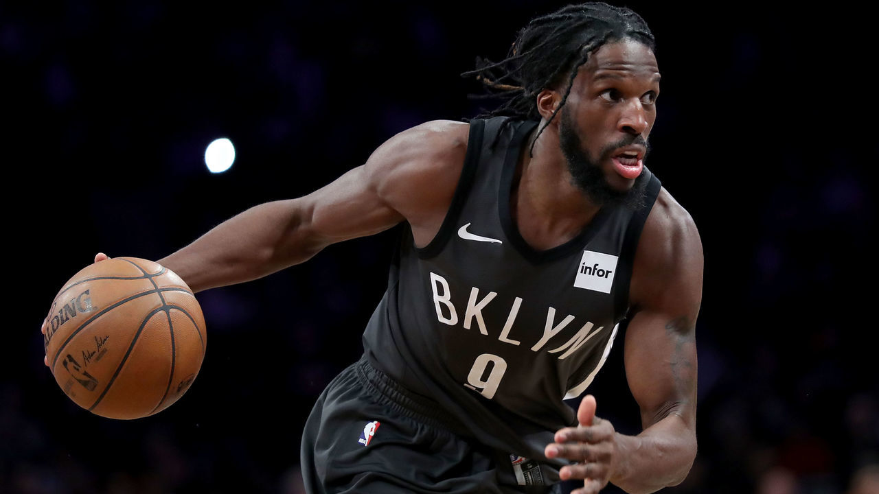 NEW YORK, NY - DECEMBER 22: DeMarre Carroll #9 of the Brooklyn Nets drives towards the basket in the first half against the Washington Wizards during their game at Barclays Center on December 22, 2017 in the Brooklyn borough of New York City.