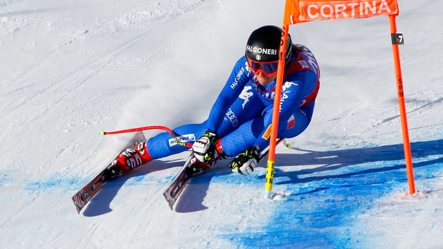 CORTINA D'AMPEZZO, ITALY - JANUARY 20: Sofia Goggia of Italy competes during the Audi FIS Alpine Ski World Cup Women's Downhill on January 20, 2018 in Cortina d'Ampezzo, Italy.