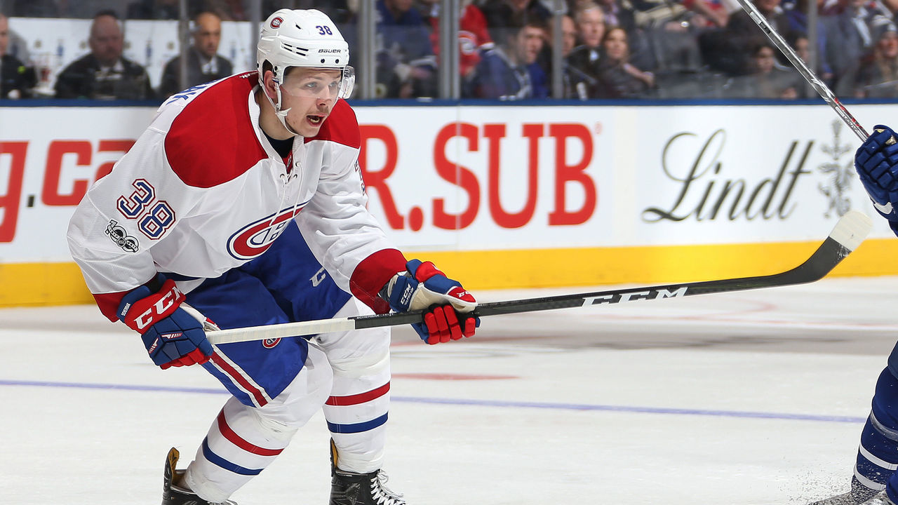 TORONTO, ON - JANUARY 7: Nikita Scherbak #38 of the Montreal Canadiens skates in his 1st NHL game against the Toronto Maple Leafs at the Air Canada Centre on January 7, 2017 in Toronto,Ontario, Canada. The Canadiens defeated the Maple Leafs 5-3.