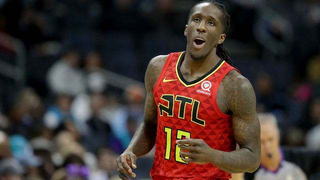 CHARLOTTE, NC - JANUARY 26: Taurean Prince #12 of the Atlanta Hawks reacts after a play against the Charlotte Hornets during their game at Spectrum Center on January 26, 2018 in Charlotte, North Carolina.
