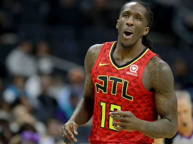 CHARLOTTE, NC - JANUARY 26: Taurean Prince #12 of the Atlanta Hawks reacts after a play against the Charlotte Hornets during their game at Spectrum Center on January 26, 2018 in Charlotte, North Carolina.