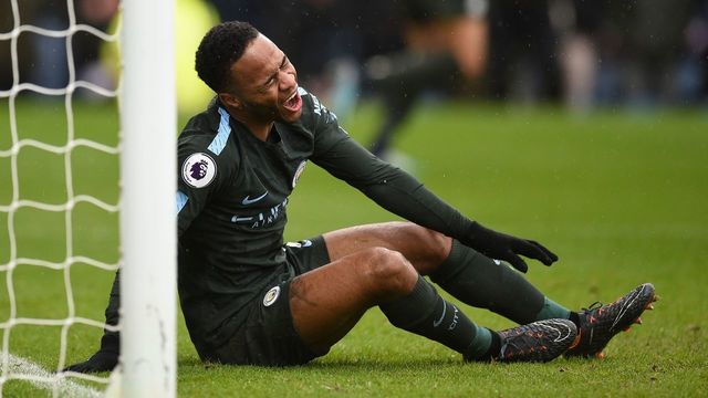 Manchester City's English midfielder Raheem Sterling reacts after missing a chance during the English Premier League football match between Burnley and Manchester City at Turf Moor in Burnley, north west England on February 3, 2018. / AFP PHOTO / Oli SCARFF /
