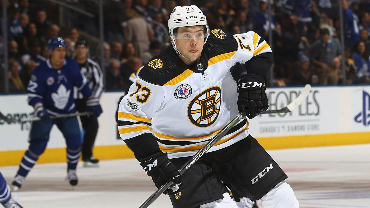 TORONTO, ON - NOVEMBER 10: Charlie McAvoy #73 of the Boston Bruins skates against the Toronto Maple Leafs at the Air Canada Centre on November 10, 2017 in Toronto, Canada. The Maple Leafs defeated the Bruins 3-2 in overtime.