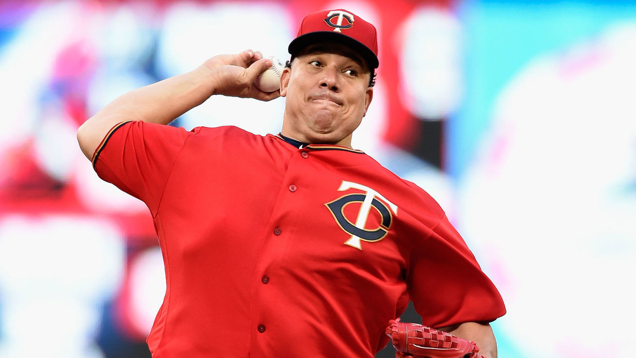 MINNEAPOLIS, MN - AUGUST 04: Bartolo Colon #40 of the Minnesota Twins delivers a pitch against the Texas Rangers during the second inning of the game on August 4, 2017 at Target Field in Minneapolis, Minnesota.