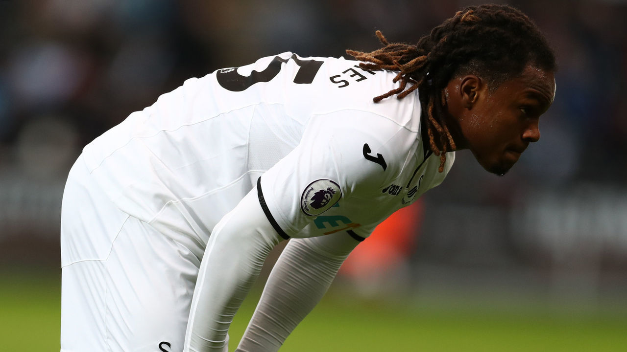 SWANSEA, WALES - NOVEMBER 25: Renato Sanches of Swansea City during the Premier League match between Swansea City and AFC Bournemouth at Liberty Stadium on November 25, 2017 in Swansea, Wales.