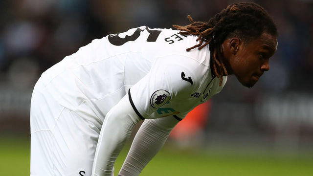 SWANSEA, WALES - NOVEMBER 25: Renato Sanches of Swansea City during the Premier League match between Swansea City and AFC Bournemouth at Liberty Stadium on November 25, 2017 in Swansea, Wales.